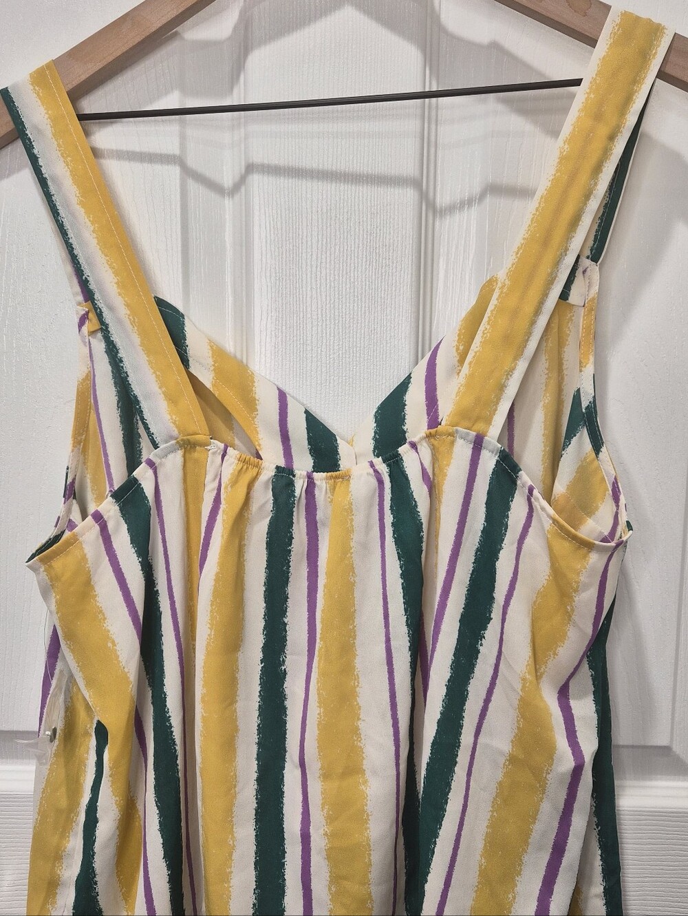 NWT ModCloth Striped‎ Yellow Green Purple Sleeveless Button Front Tank Top XL - Picture 6 of 14
